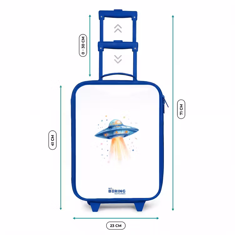Blauw ruimteschip met lichtstraal Kinderkoffer - Blauw klein -productfoto_formaten