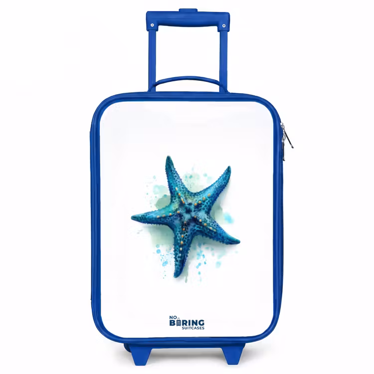Blauwe Zeester op Witte Achtergrond Kinderkoffer - Blauw klein -3d
