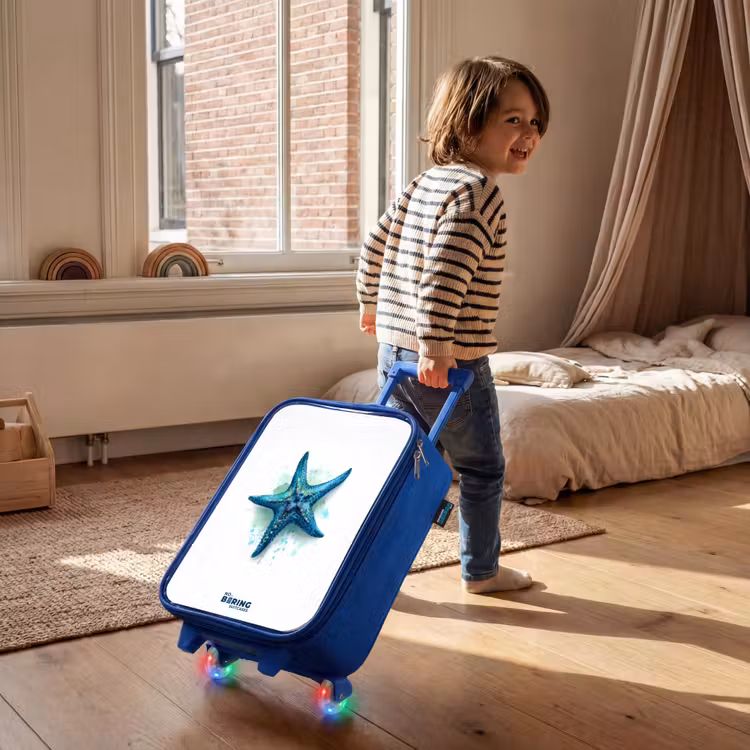 Blauwe Zeester op Witte Achtergrond Kinderkoffer - Blauw klein -sfeer1