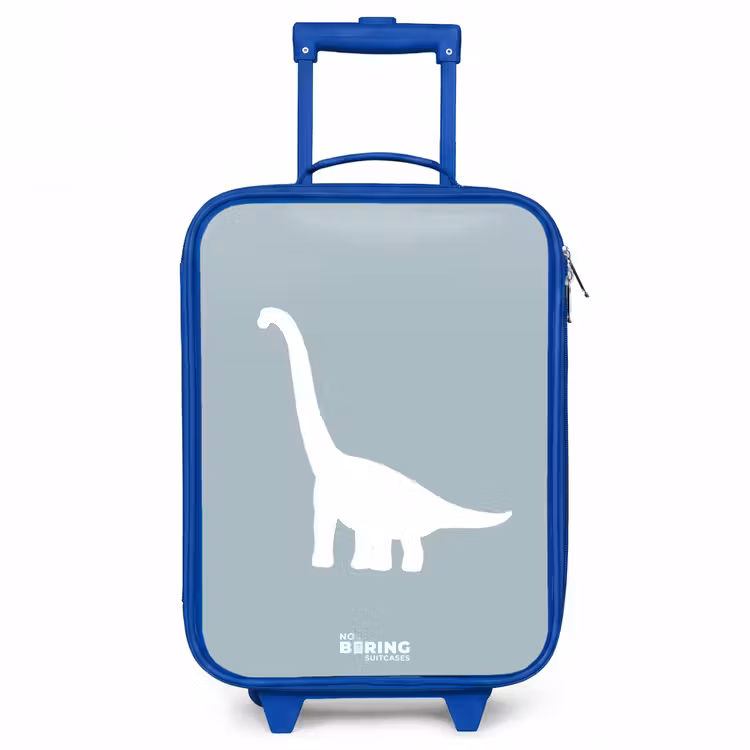 Blauw met Brachiosaurus dino Kinderkoffer - Blauw klein -3d