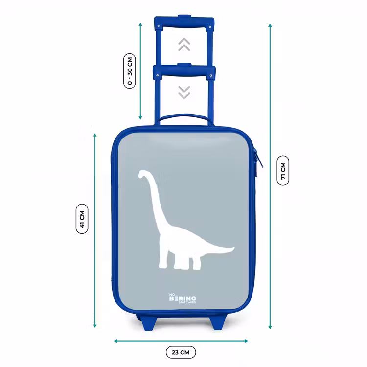 Blauw met Brachiosaurus dino Kinderkoffer - Blauw klein -productfoto_formaten
