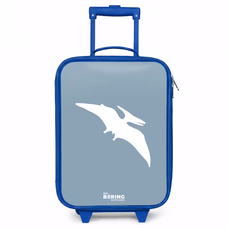 Blauw met Pteranodon dino Kinderkoffer - Blauw klein -3d