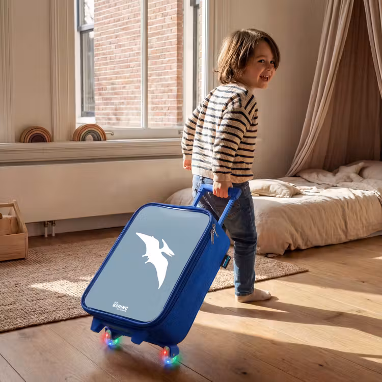Blauw met Pteranodon dino Kinderkoffer - Blauw klein -sfeer1