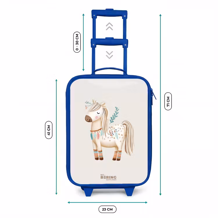 Bohemian paard in beige tinten Kinderkoffer - Blauw klein -productfoto_formaten