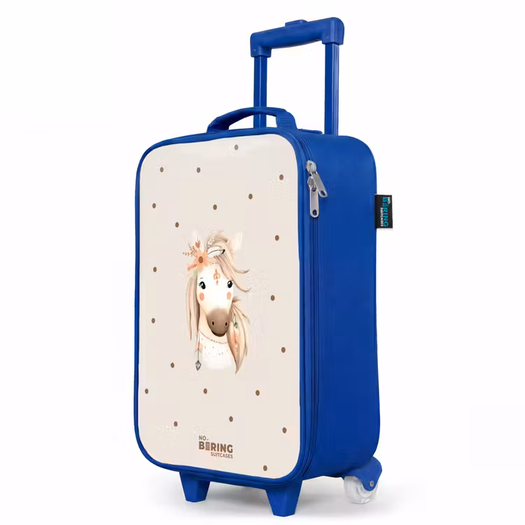Bohemian paard in pastel kleuren Kinderkoffer - Blauw klein -productfoto_schuin