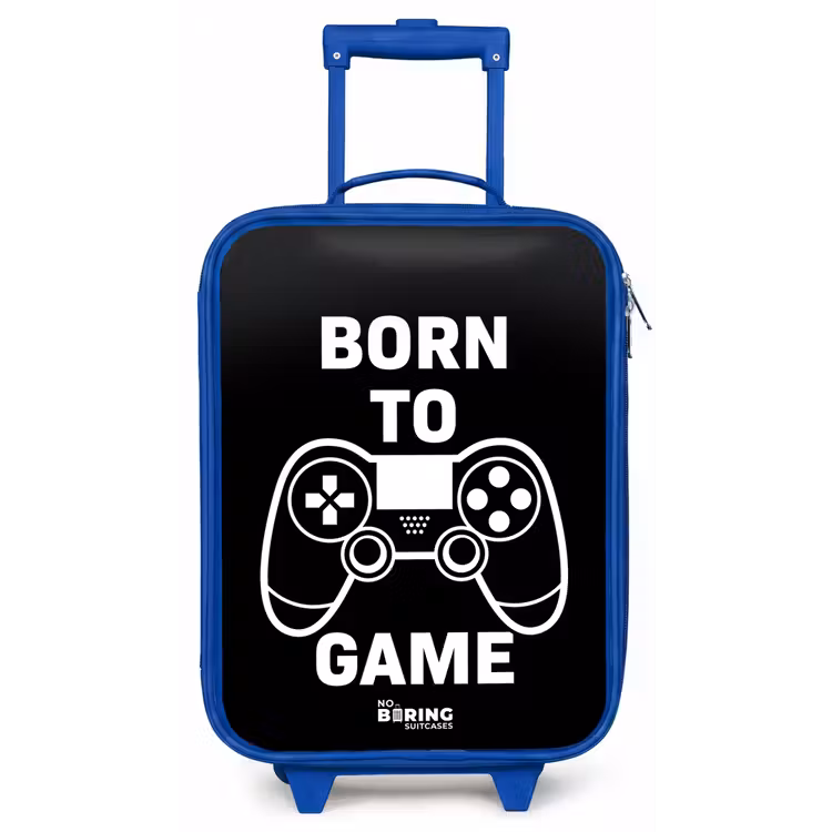 Born to game met controller Kinderkoffer - Blauw klein -zz3dotto