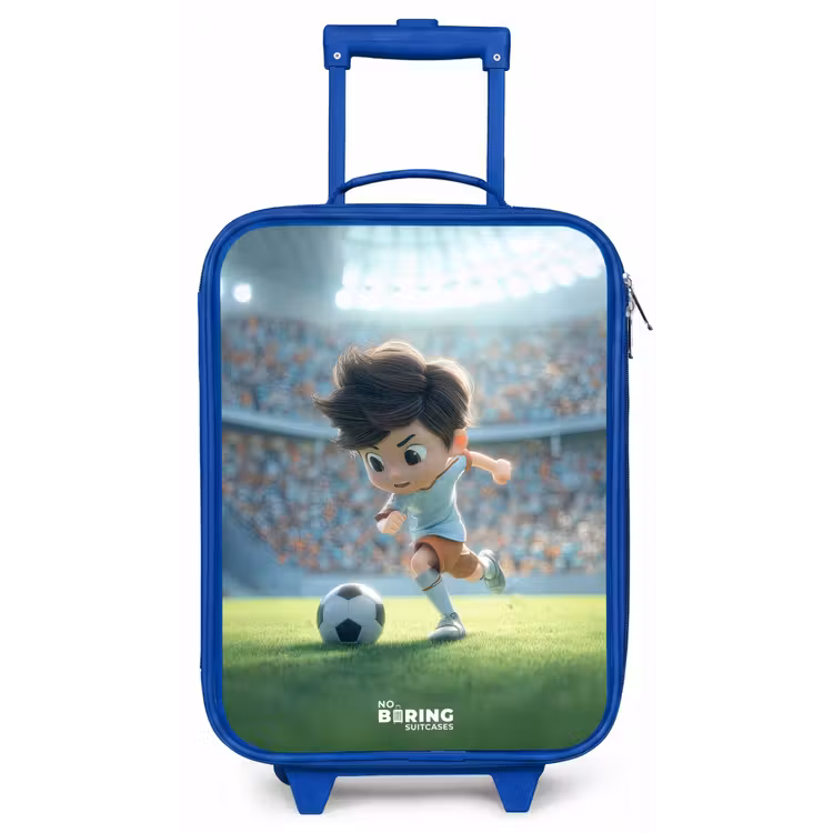 Jongen - Voetbal - Stadion - Zonlicht Kinderkoffer - Blauw klein -zz3dotto