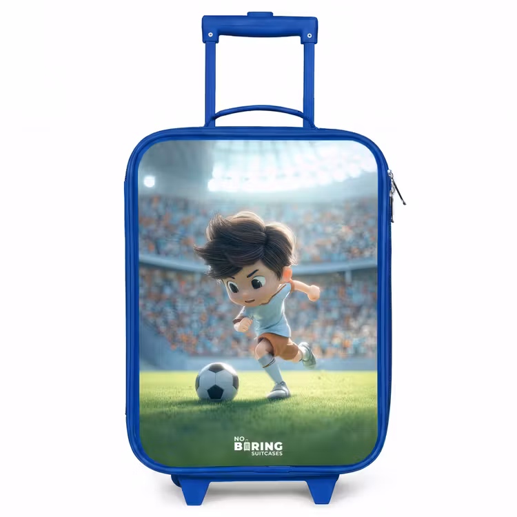 Jongen - Voetbal - Stadion - Zonlicht Kinderkoffer - Blauw klein -3d
