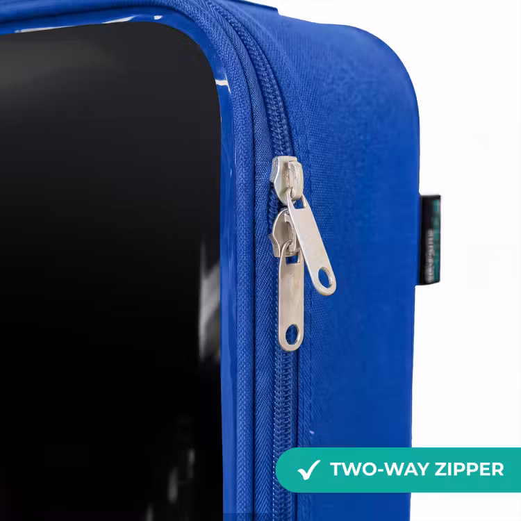 Felroze vierkant met verlichte achtergrond Kinderkoffer - Blauw klein -rits_EN