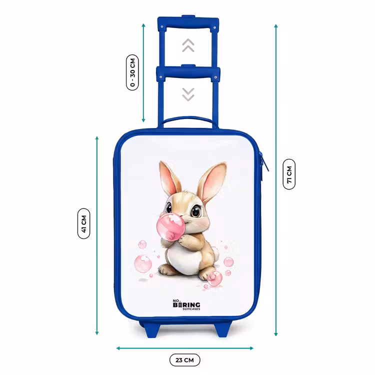 Bruin konijntje met roze bellen Kinderkoffer - Blauw klein -productfoto_formaten