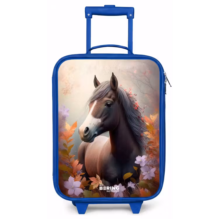 Bruin paard in de herfst Kinderkoffer - Blauw klein -zz3dotto