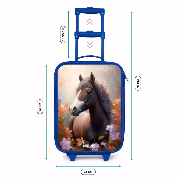 Bruin paard in de herfst Kinderkoffer - Blauw klein -productfoto_formaten