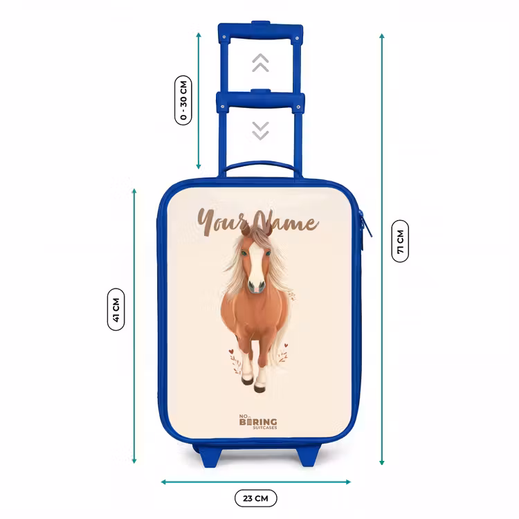 Bruin paard in gallop Kinderkoffer - Blauw klein -productfoto_formaten
