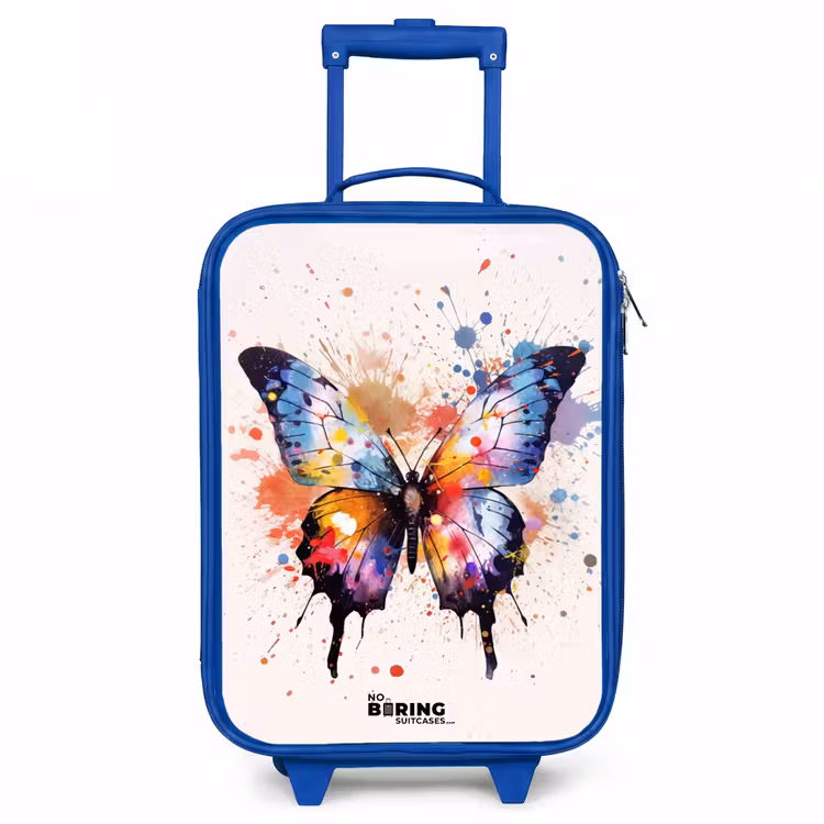 Vlinderexplosie Kinderkoffer - Blauw klein -3d