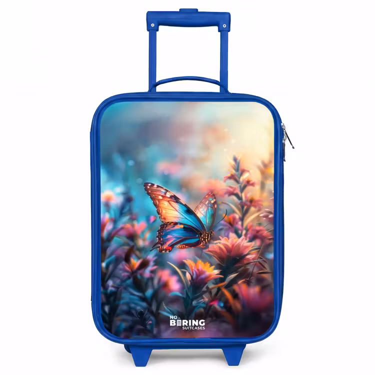 Vlinder flowers Kinderkoffer - Blauw klein -3d