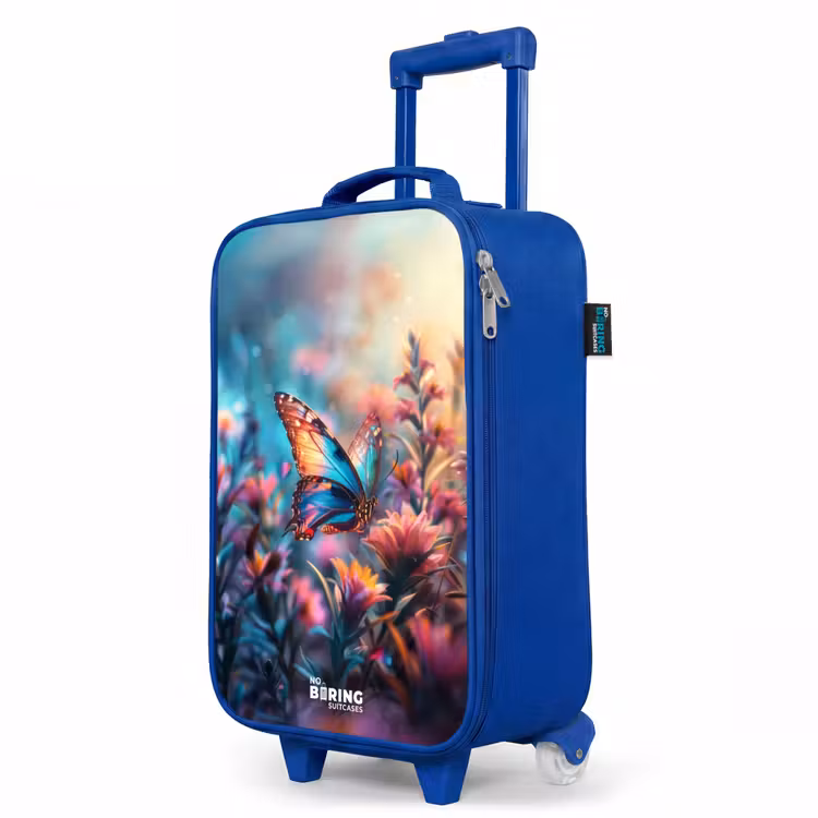 Vlinder flowers Kinderkoffer - Blauw klein -productfoto_schuin