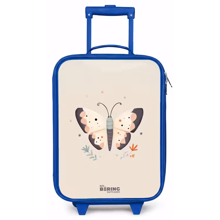 Vlinder in neutrale pastel kleuren Kinderkoffer - Blauw klein -zz3dotto