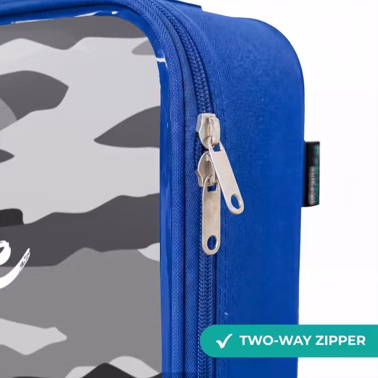 Camogrijs Kinderkoffer - Blauw klein -rits_EN