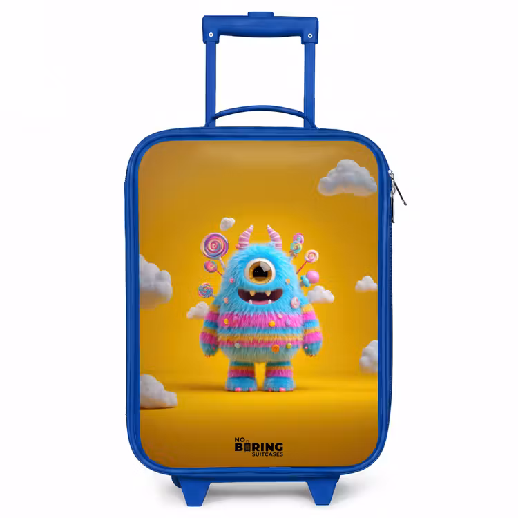 Snoep - Monster - Regenboog Kinderkoffer - Blauw klein -3d