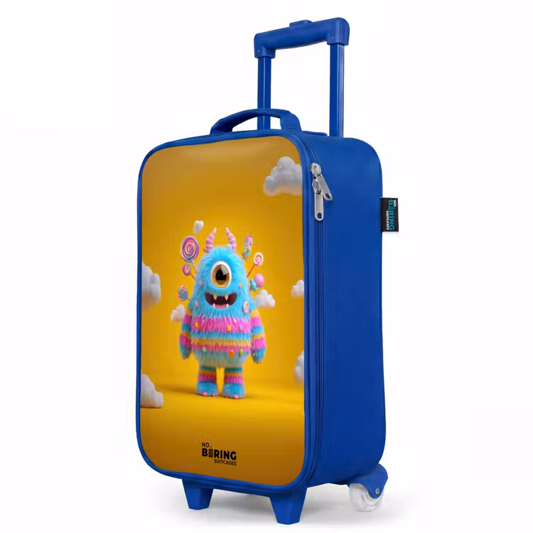 Snoep - Monster - Regenboog Kinderkoffer - Blauw klein -productfoto_schuin