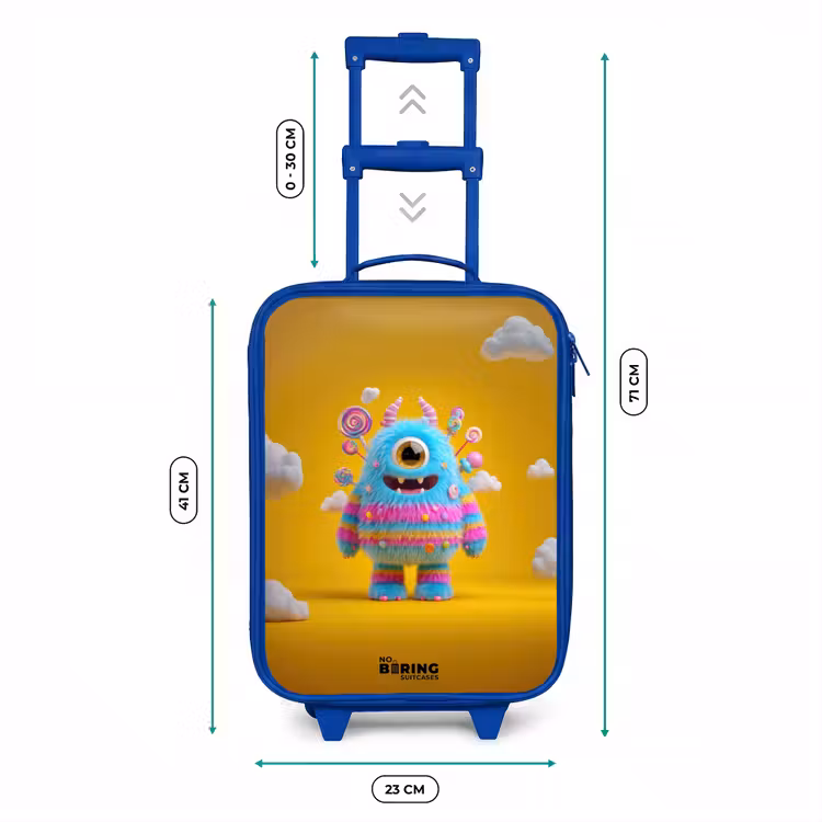 Snoep - Monster - Regenboog Kinderkoffer - Blauw klein -productfoto_formaten