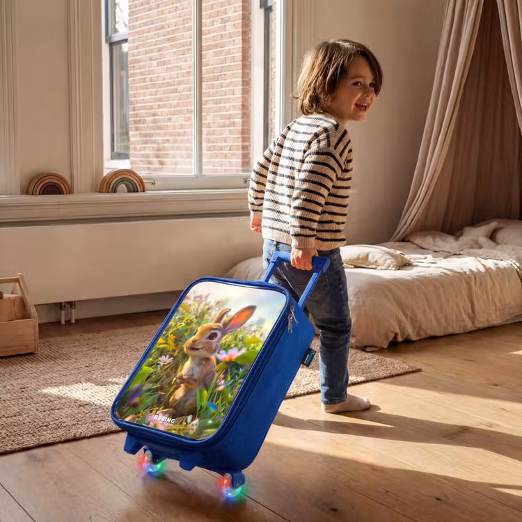 Kareltje konijn Kinderkoffer - Blauw klein -sfeer1