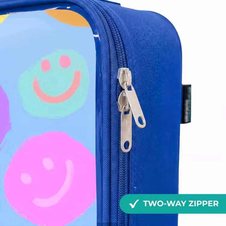 Vrolijk patroon van smileys Kinderkoffer - Blauw klein -rits_EN