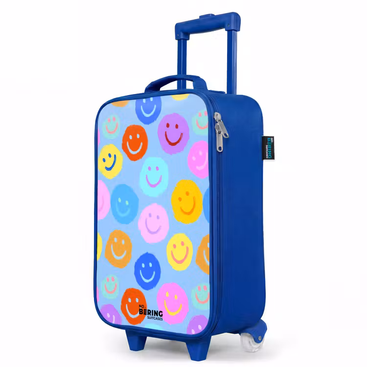 Vrolijk patroon van smileys Kinderkoffer - Blauw klein -productfoto_schuin