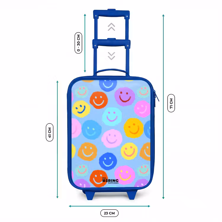 Vrolijk patroon van smileys Kinderkoffer - Blauw klein -productfoto_formaten