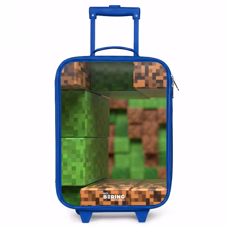 Close-up met pixelachtige blokken Kinderkoffer - Blauw klein -3d