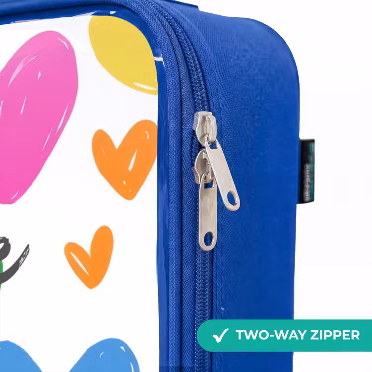 Gekleurde hartjes Kinderkoffer - Blauw klein -rits_EN