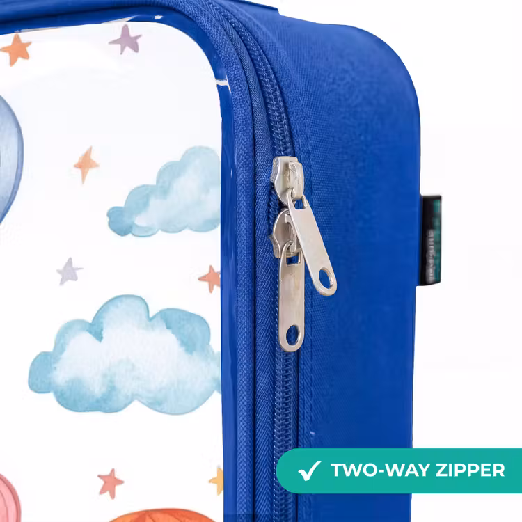 Gekleurde luchtballonnen met sterren en wolken Kinderkoffer - Blauw klein -rits_EN