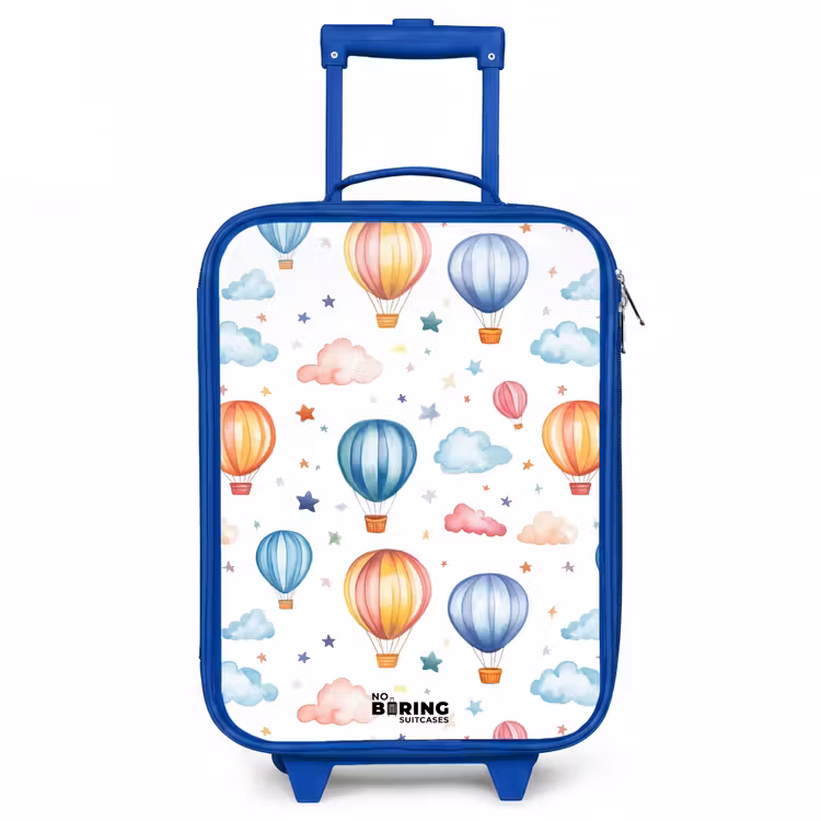 Gekleurde luchtballonnen met sterren en wolken Kinderkoffer - Blauw klein -3d