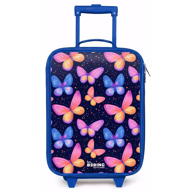 Kleurrijke vlinders in roze en blauw Kinderkoffer - Blauw klein -zz3dotto