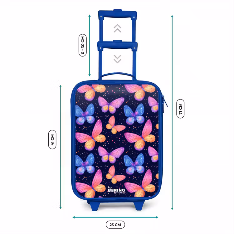 Kleurrijke vlinders in roze en blauw Kinderkoffer - Blauw klein -productfoto_formaten