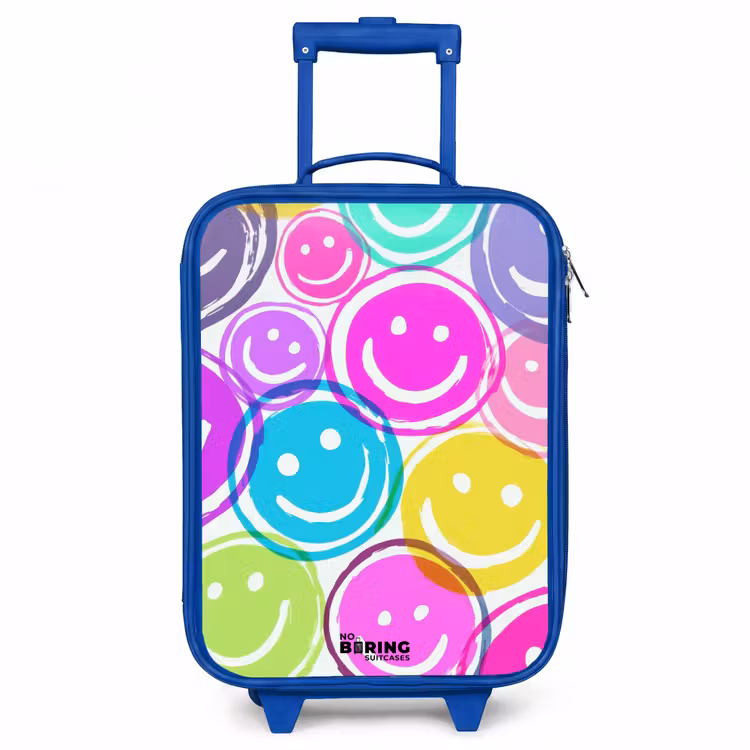 Kleurrijke glimlachexplosie Kinderkoffer - Blauw klein -3d