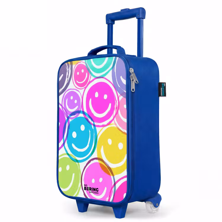 Kleurrijke glimlachexplosie Kinderkoffer - Blauw klein -productfoto_schuin