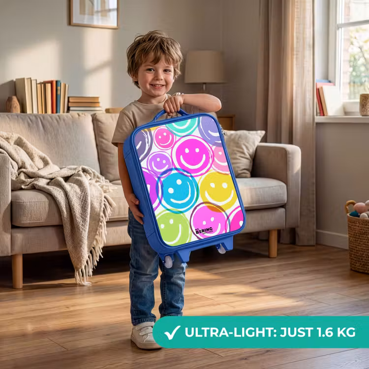 Kleurrijke glimlachexplosie Kinderkoffer - Blauw klein -sfeer2_EN