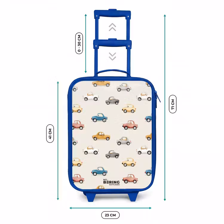 Kleurrijke retro autootjes Kinderkoffer - Blauw klein -productfoto_formaten