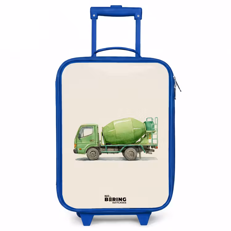 Betonmixer - Getekend - Groen Kinderkoffer - Blauw klein -3d