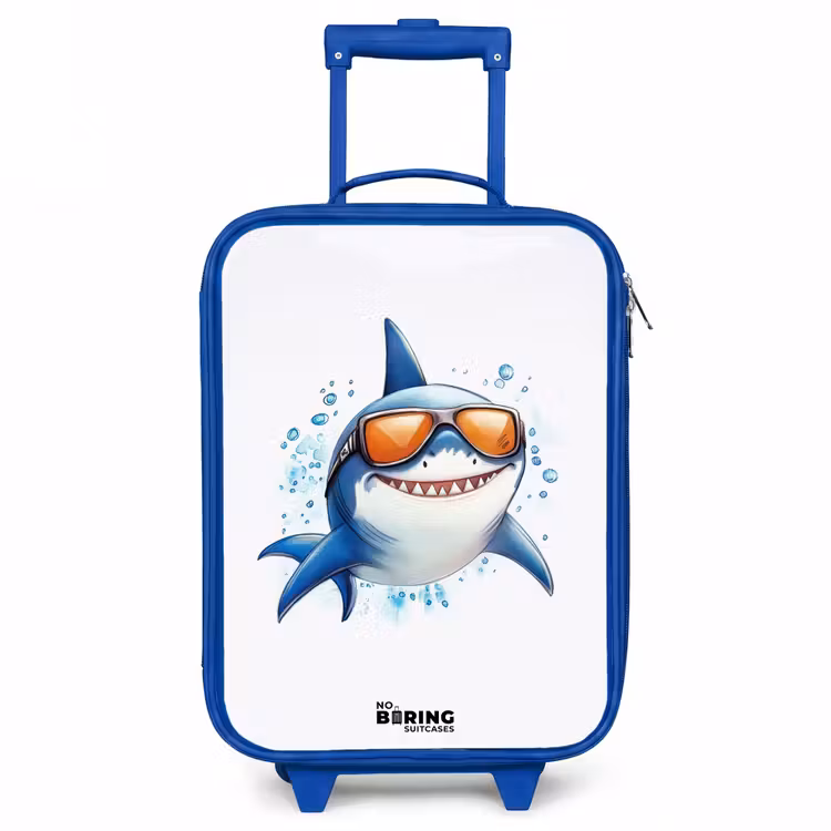 Coole haai met zonnebril in het water Kinderkoffer - Blauw klein -3d