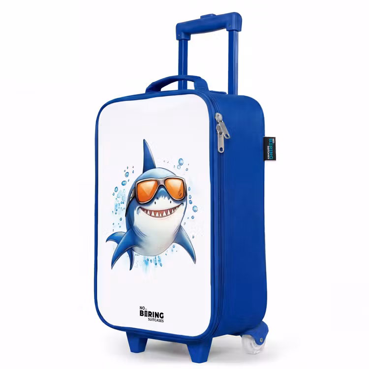 Coole haai met zonnebril in het water Kinderkoffer - Blauw klein -productfoto_schuin
