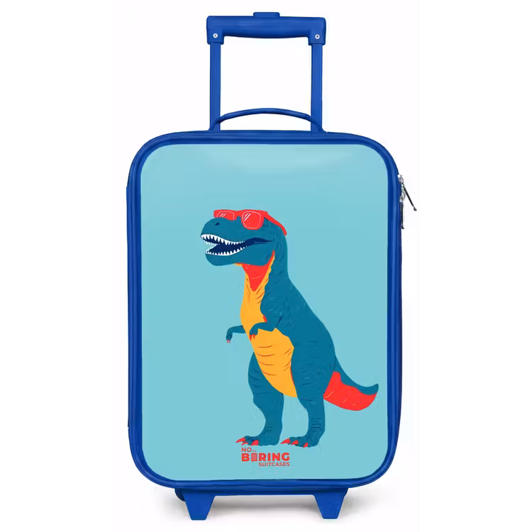 Coole T. rex met zonnebril Kinderkoffer - Blauw klein -zz3dotto