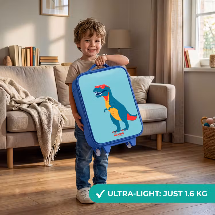 Coole T. rex met zonnebril Kinderkoffer - Blauw klein -sfeer2_EN