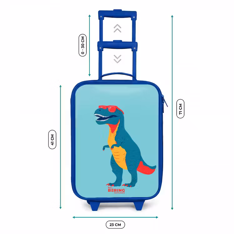 Coole T. rex met zonnebril Kinderkoffer - Blauw klein -productfoto_formaten