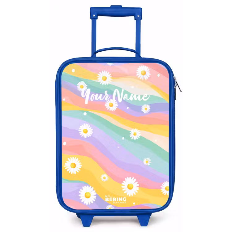 Madeliefjes op regenboogachtergrond Kinderkoffer - Blauw klein -zz3dotto