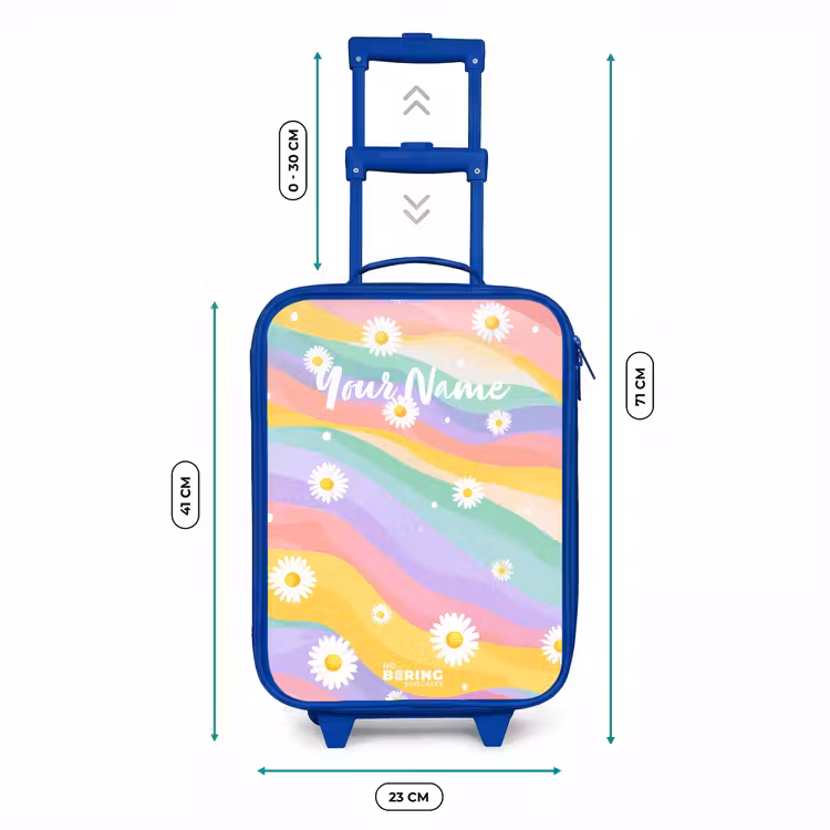 Madeliefjes op regenboogachtergrond Kinderkoffer - Blauw klein -productfoto_formaten