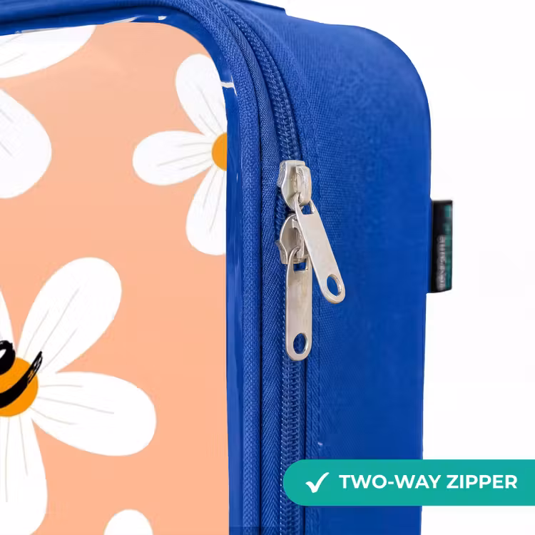 Madeliefjesmania perzik Kinderkoffer - Blauw klein -rits_EN