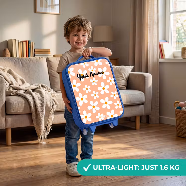 Madeliefjesmania perzik Kinderkoffer - Blauw klein -sfeer2_EN