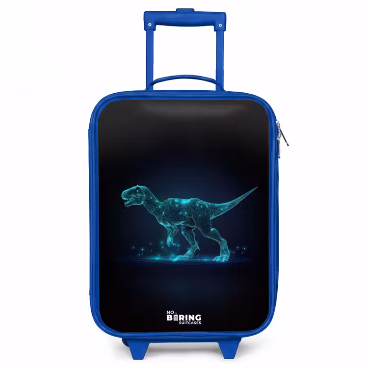 Digitale T-Rex in blauw lichtveld Kinderkoffer - Blauw klein -3d